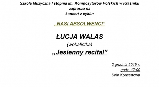 Zdjęcie - Zapraszamy na koncert Łucji Walas