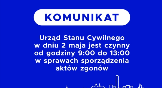 Zdjęcie - Urząd Stanu Cywilnego - godziny pracy 2 maja
